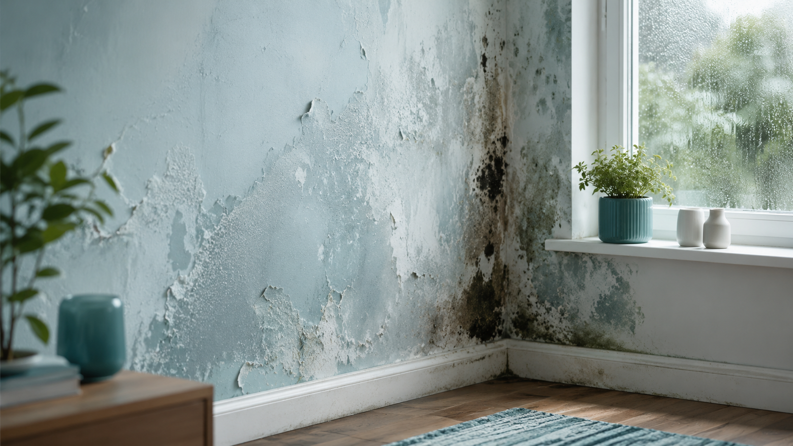 Professional inspecting a wall for damp and mould before painting